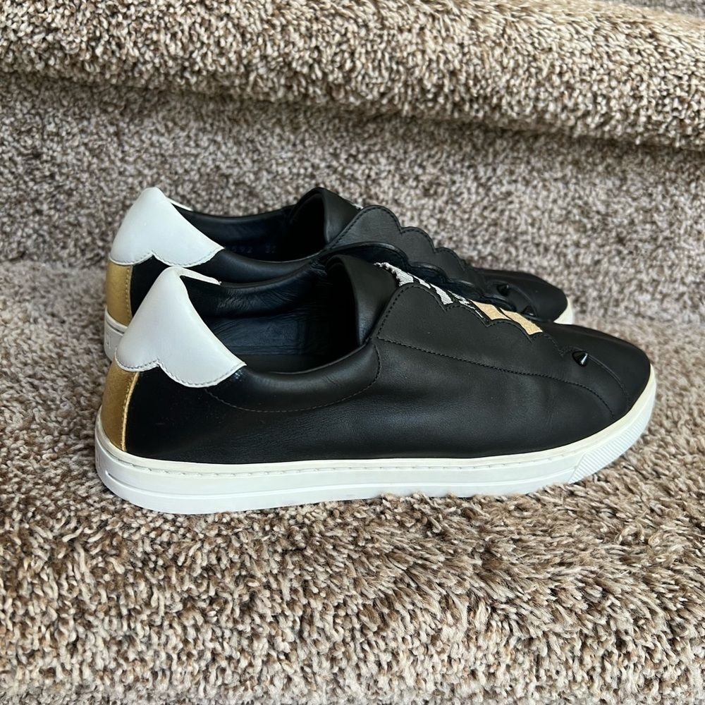 Fendi Black Leather Rockoko Slip-On Sneakers Size 8.5 - Picture 2 of 14